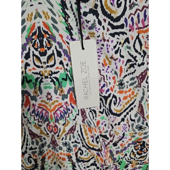 Rachel Zoe Top Women's Small S Artistic Painted Glitter Pattern V-Neck NWT - Picture 3 of 9